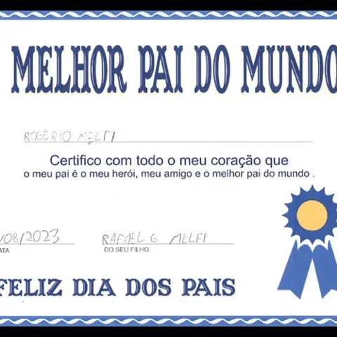 Certificado Melhor Pai do Mundo